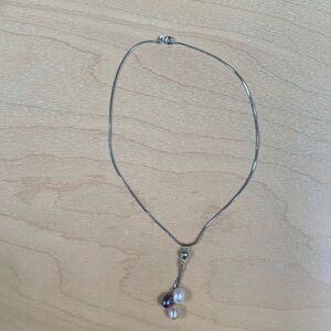 3 Drop faux pearl necklace